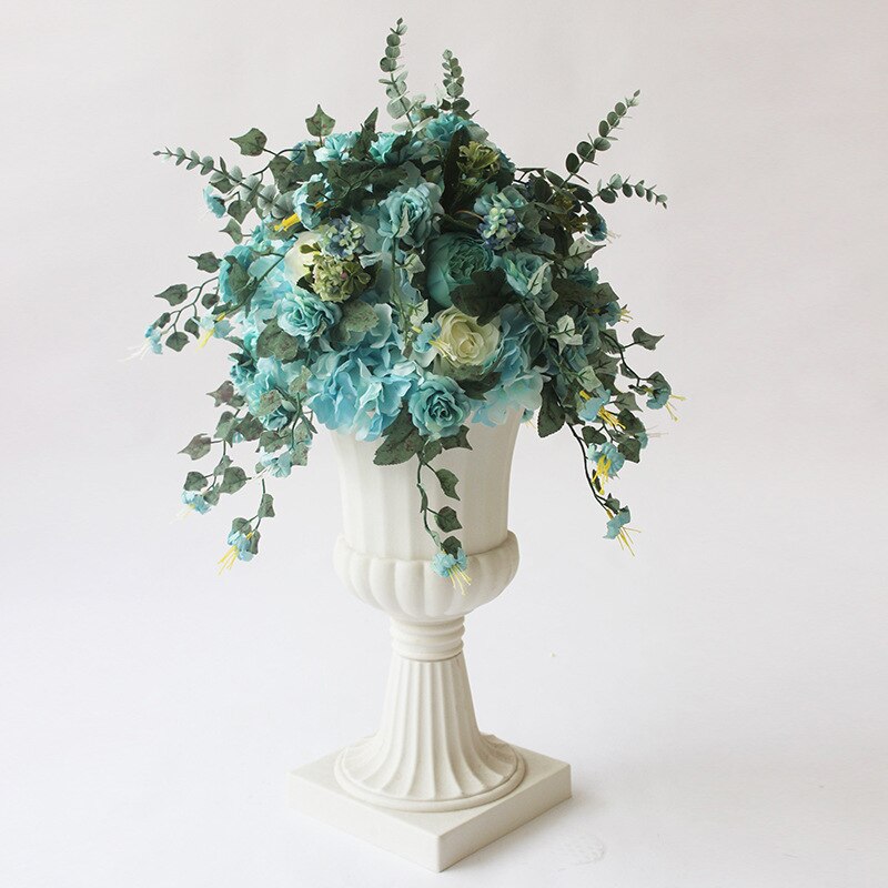 Brugerdefinerede 38cm silke rose kunstige blomster kugle centerpieces arrangement indretning vej bly til bryllup bagtæppe bord blomst bold: Tiffy blå