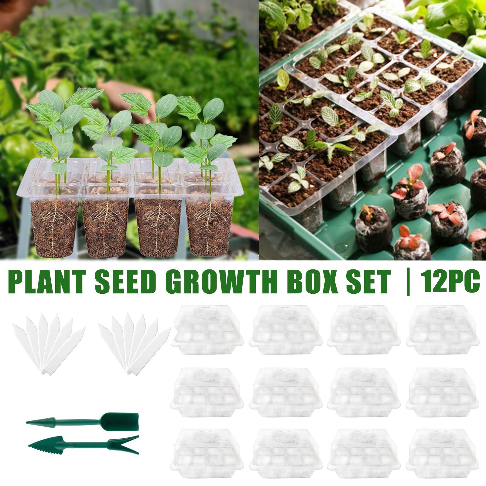 12 stücke Samen Starter Tray 12 Zellen Wachsen Tablett Gartenarbeit Keimung Tablett Anlage Keimung Kit Für Anlage Sämling Gartenarbeit Kit