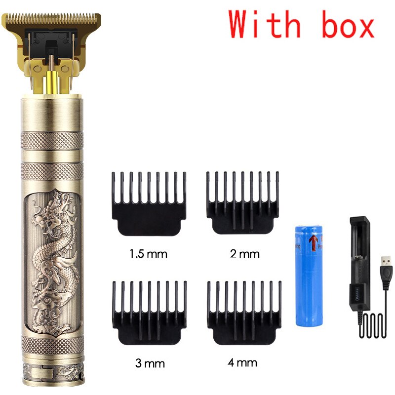 Tondeuse Barbe Rechargeable Sans Fil Dragon - 4 Têtes - Dorée - Tondeuse Et Rasoir électrique