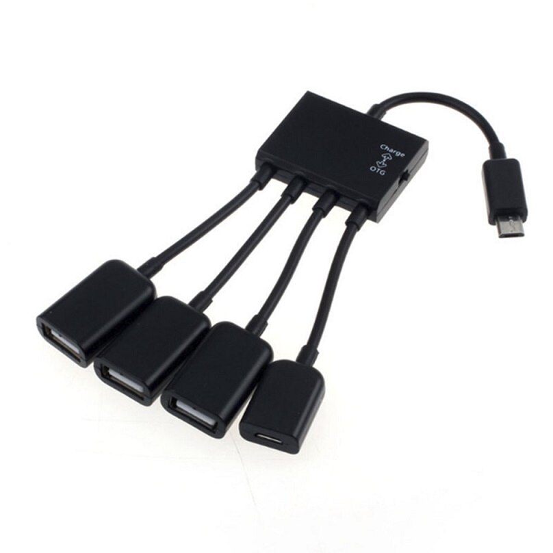 OTG 3/4 Port Micro USB Power Charging Hub Cable Spliter Connector Adapter For Smartphone Computer Tablet PC Data Wire: 4 port