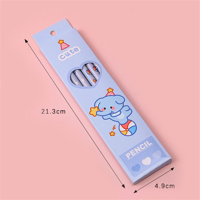 6 Pcs/Set Cute Cartoon Animals Kids Hb Standard Pencil Stationery Pencils For Kids Drawing Sketch Writing Suplies Students: Little Elephant