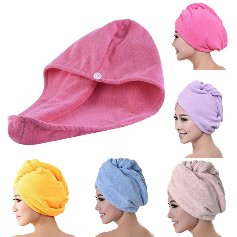 4 farver mikrofiber hår tørring håndklæde wrap turban hoved hat ren farve bun cap brusebad tør mikrofiber håndklæde