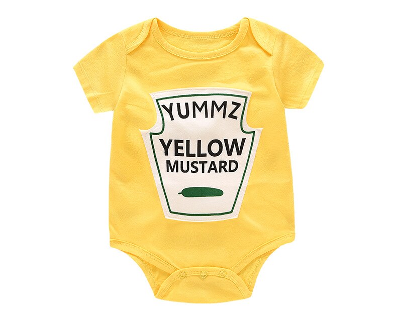 Bodysuit Baby Yummz Tomaat Ketchup Gele Mosterd Rood En Geel Bodysuit Jongen Tweeling Baby Meisjes Kleding: yellow / 66