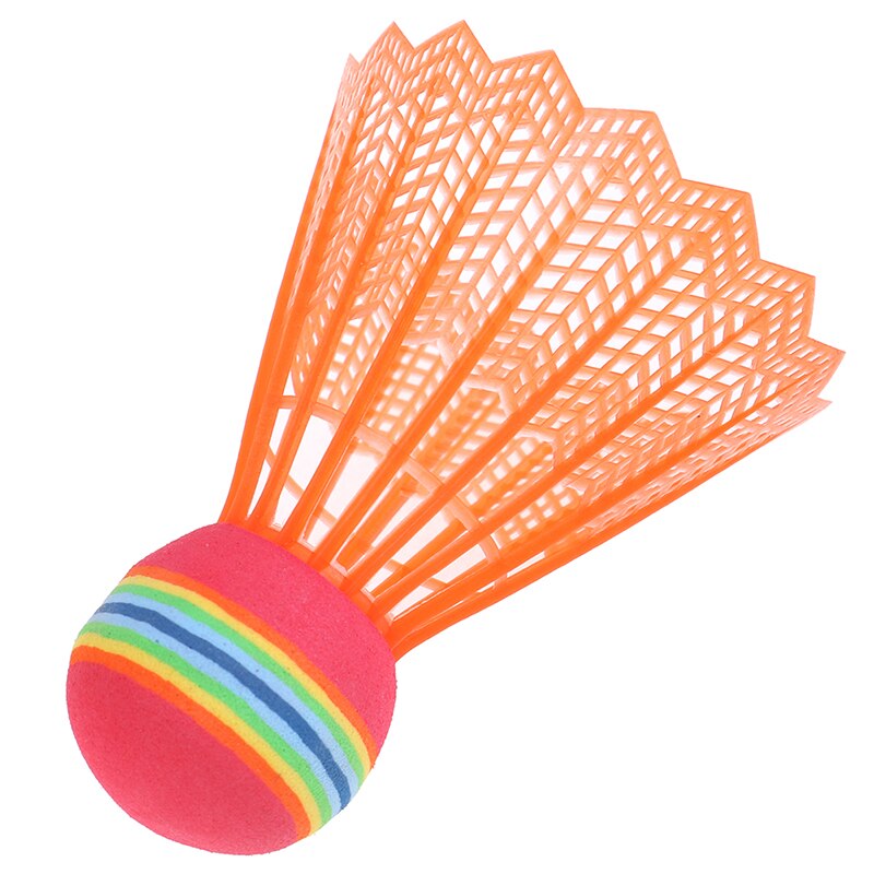12 pces badminton eva cabeça náilon badminton penas para o entretenimento do esporte do jogo com barril transparente arco-íris bola
