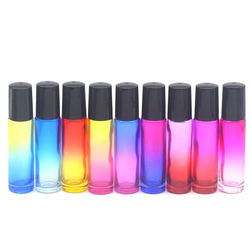 3 pièces dégradé coloré 10cc épais verre rouleau bouteille vide parfum huile essentielle Test bouteille 10ml Roll-On flacon