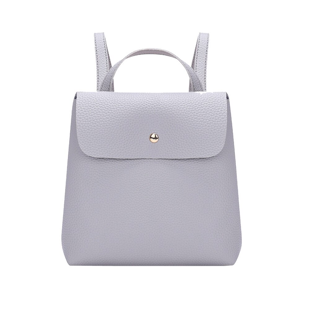 Femmes Mini sac à dos couleur Pure sacs à dos en cuir pour adolescentes femme école sac à bandoulière sac à dos mochila # T5P: Gray
