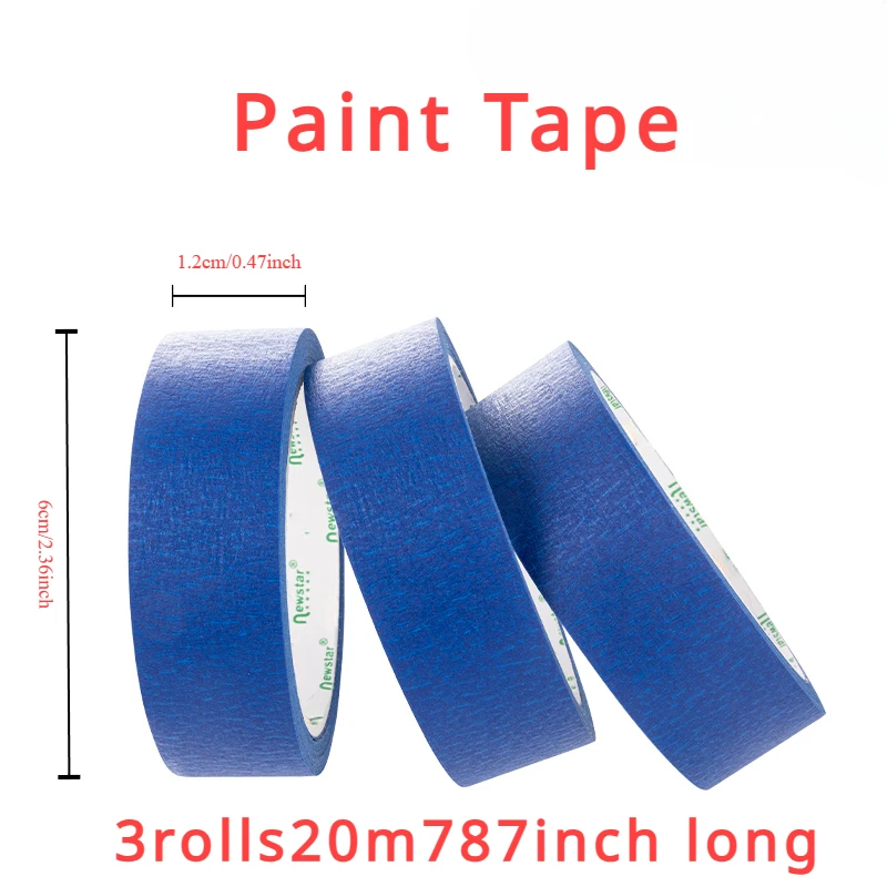 3 rollen/set verftape Multi-oppervlak maskeren te verwijderen Verftape Beveiliging Muurschildering Ambachten Kunst Bouw Thuis 20 m/rol