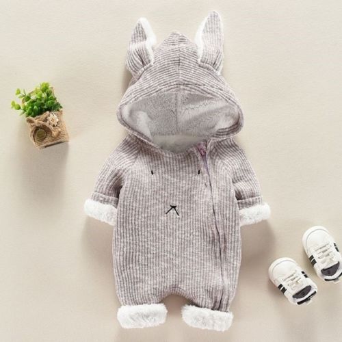 Baby Herfst Winter Kleding Peuter Baby Jongens Meisjes Warm Konijn Oren Capuchon Romper Jumpsuit Outfits Cashmere Cartoon Rits Up