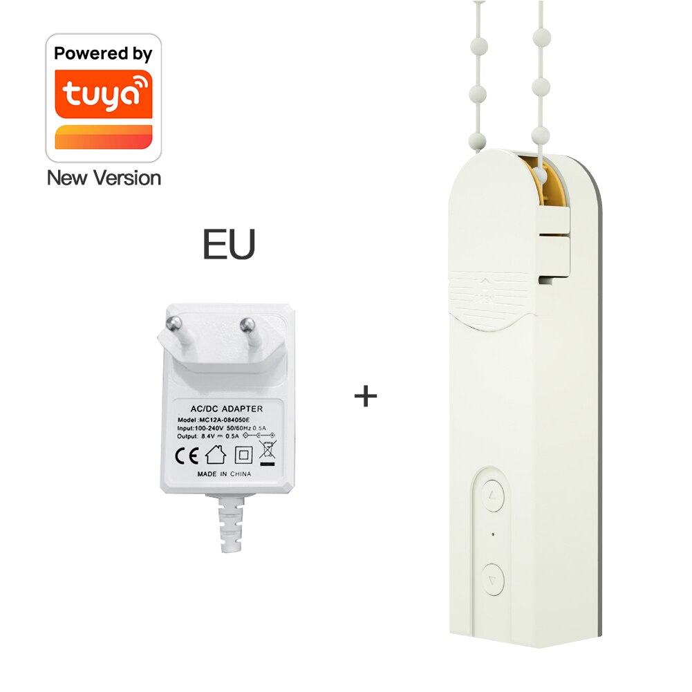 MoesHouse DIY Smart Roller Blinds Drive Motor Motorized Chain Powered By Charger Build-in Bluetooth APP Remote Control.: TUYA with EU Adapate