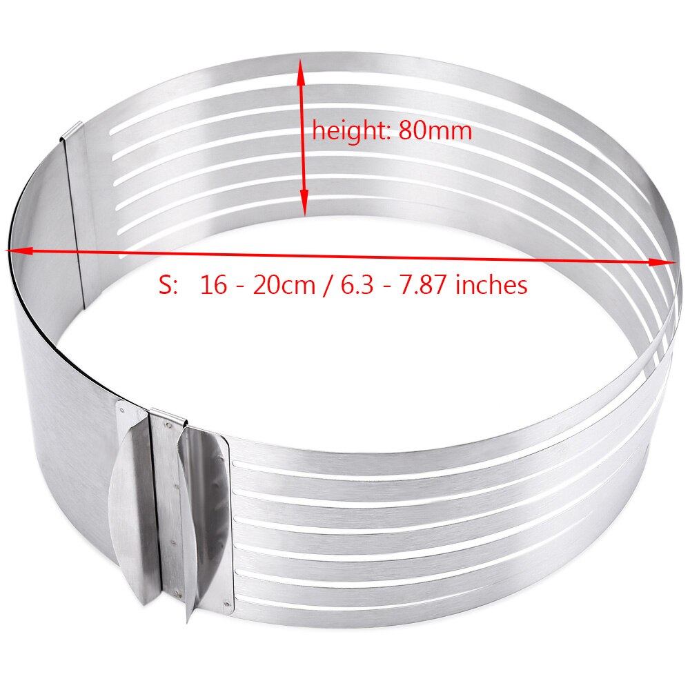 Adjustable Layer Cake Slicer Kit Mousse Stainless Steel Mould Slicing Cake Setting Ring DIY Bakeware Tools Cake Tool: 18cm