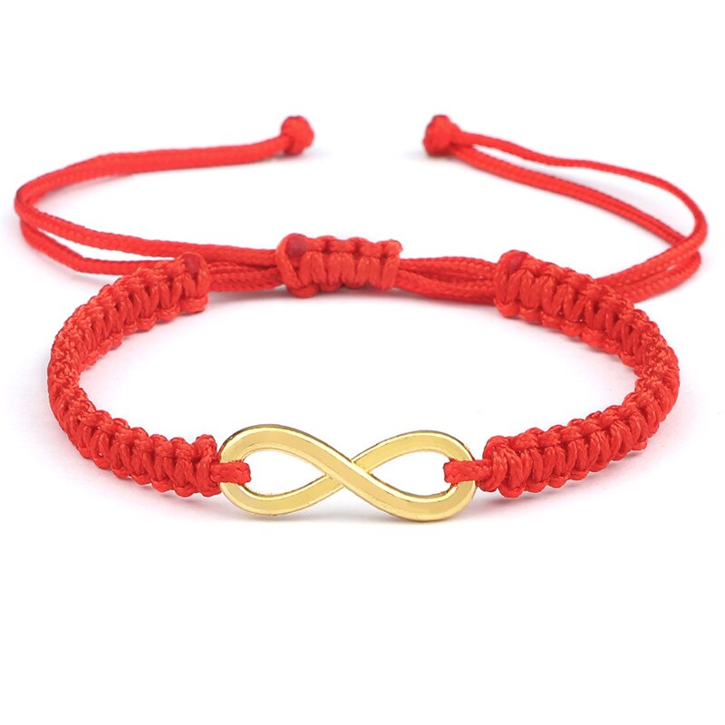 Charm Paar Armband Handgemaakte Gevlochten Touw Infinity Vriendschap Verstelbare Armbanden En Armbanden Voor Vrouwen Mannen Mode-sieraden: Red-gold