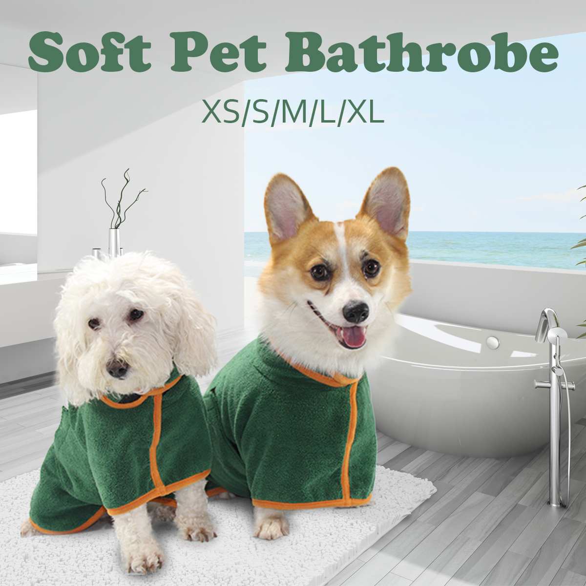 Kæledyr badekåbe kæledyr hund håndklæde wrap talje kæledyr polyester superabsorberende badekåbe blød tørring tyk mikrofiber kattehund tøj