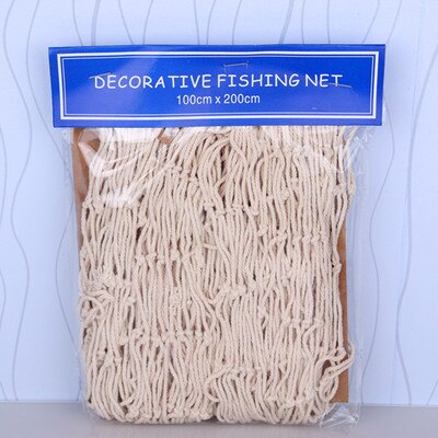 Sea Shells Aquarium Decoration Ocean Decor Mediterranean Fishing Net Nautical Home Decor Hand-woven Float Wall Marine Style: beige net / 100x200cm