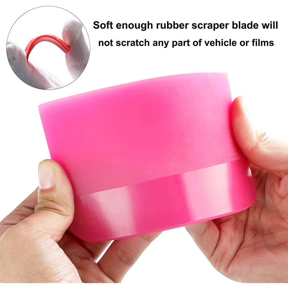 6.5/10/12x7.5cm Pink Scraper Soft Rubber Car Window Squeegee Tint Tools Glass Water Wiper Vinyl Wrap Blade for Auto Home Office