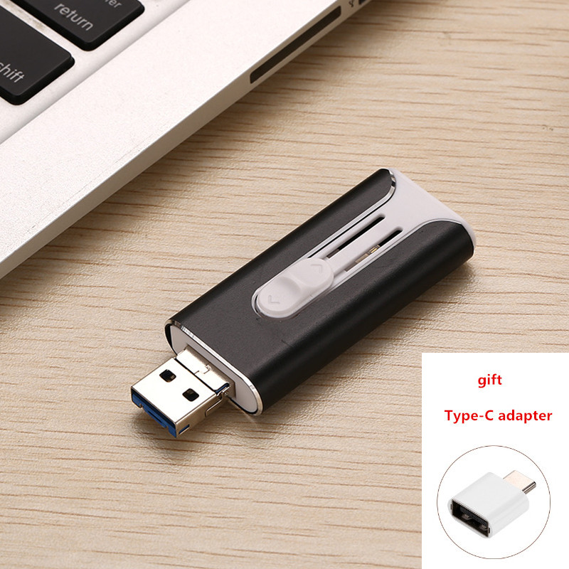 Unidade flash usb 128gb 256gb 32gb 64gb pendrive de alta velocidade para iphone/android/tipo-c memória stick 512gb 1tb 2tb pen drive: Preto / 2TB