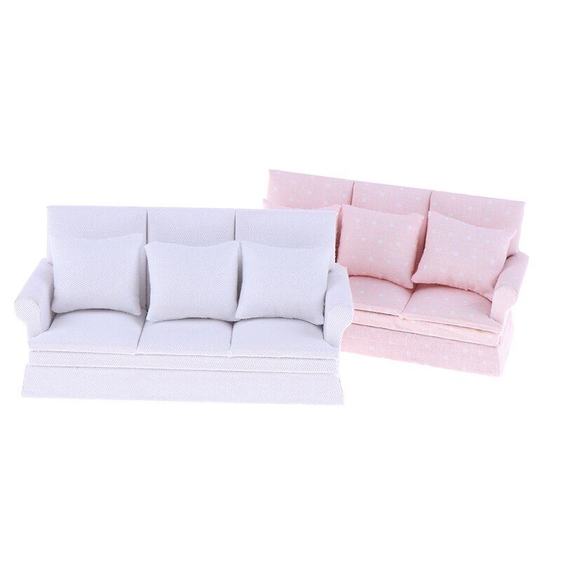 1/12 Scale Dollhouse Sofa with Back Cushion Mini Sofa Chair Furniture Model Toys for Doll House Decoration Accessories