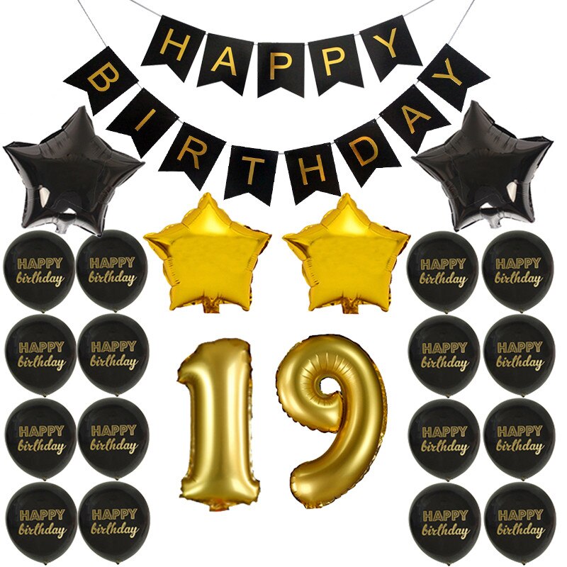 Happy Birthday Banner Balloon Adlut 33 30th Birthday Party Decoration 16 17 21 22 24 25 26 27 Years old Birthday Party Blloons: 19