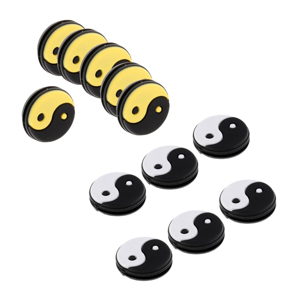 6 Pieces Yin Yang Tennis Racquet Vibration Dampener Shock Absorbers Set for Golf Learner Accessories