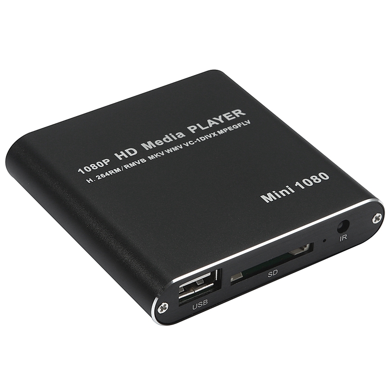 Us Plug Mini Auto Hdd Media Player Adapter Hdmi Av Usb Host Met Sd Mmc Kaartlezer Ondersteuning H.264 Mkv avi 1920X1080P 100Mpbs(Bl
