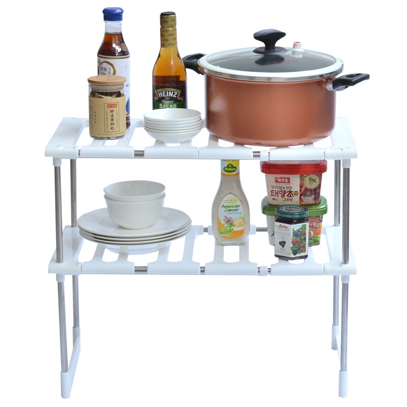 Stainless steel retractable sink rack microwave oven kitchen rack storage rack shoe rack pot rack layer frame LU4182