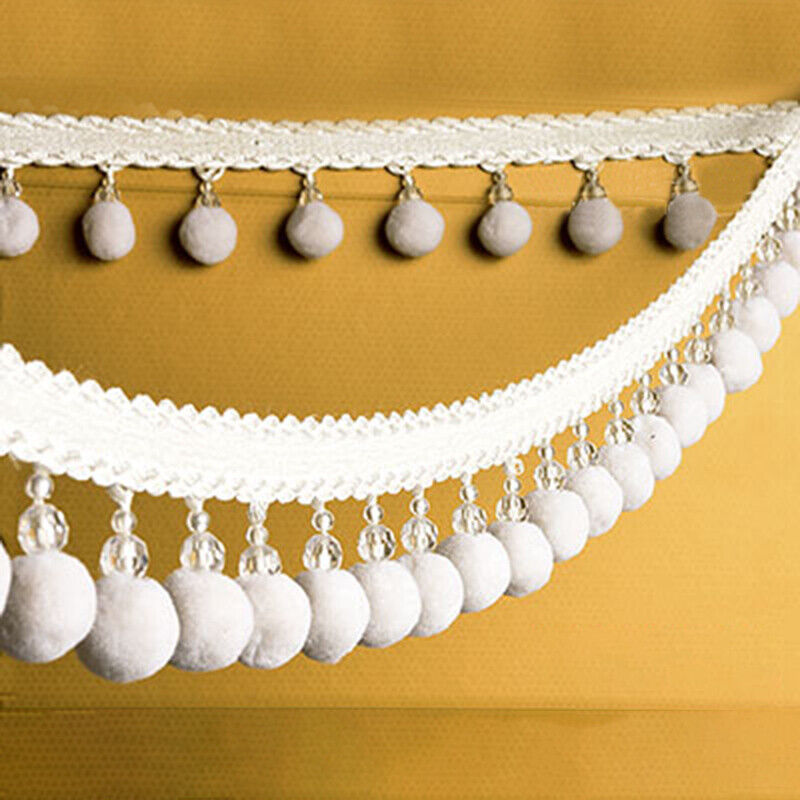 1M Vorhang Quaste Pom Pom Kugeln Trimmen Bommel trimmen Kristall Randbereich DIY NäHenne Band Material Hause Dekorative Zubehör: Licht Grün