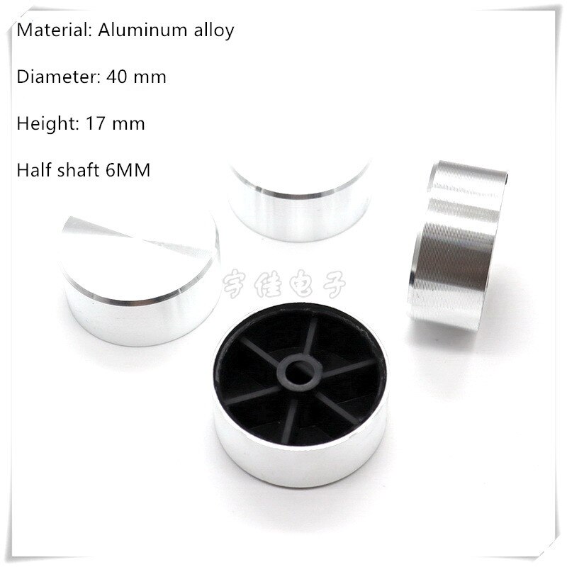 2 Stuk 40*17Mm Zilver Aluminium Dekselkleur Potentiometer Snelheid Schakelaar Knop Geschikt Voor Half As 6Mm