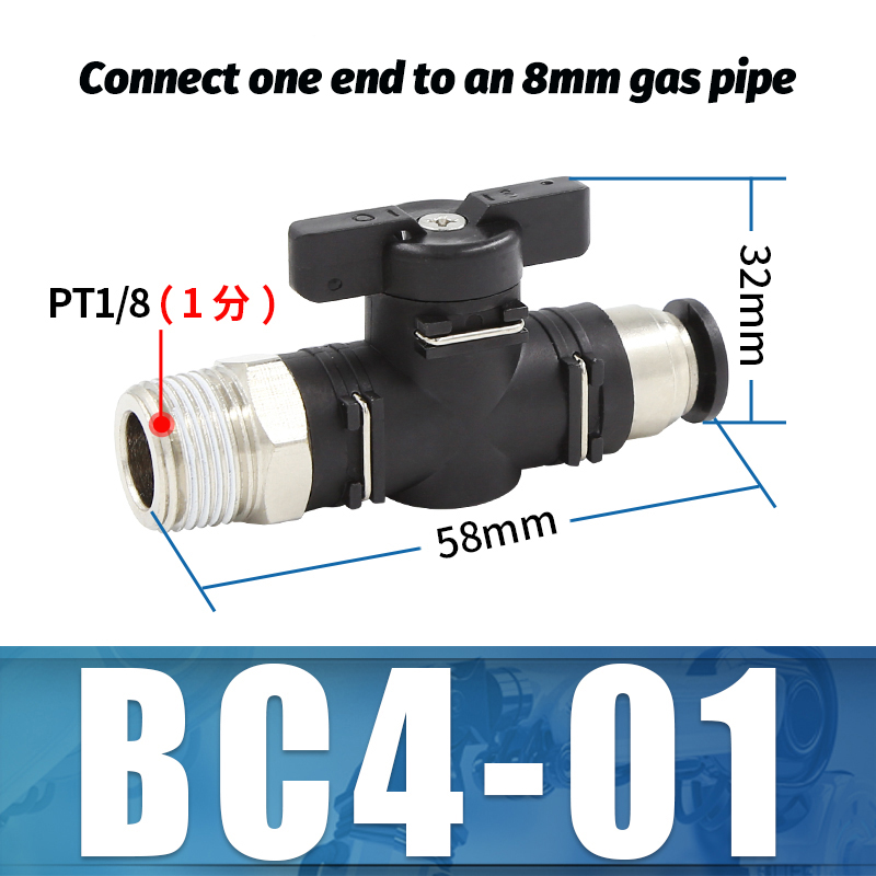 BC pneumatique raccord rapide filetage mâle 1/8 "1/4" 3/8 "1/2 "interrupteur de robinet à tournant sphérique tuyau en polyuréthane vanne manuelle débit vanne rotative manuelle: Rouge