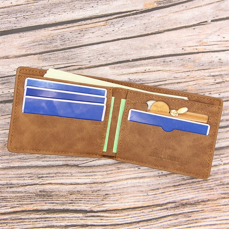 Mannen Pu Lederen Vintage Korte Wallet Credit Card Holder Bifold Zakelijke Portemonnee