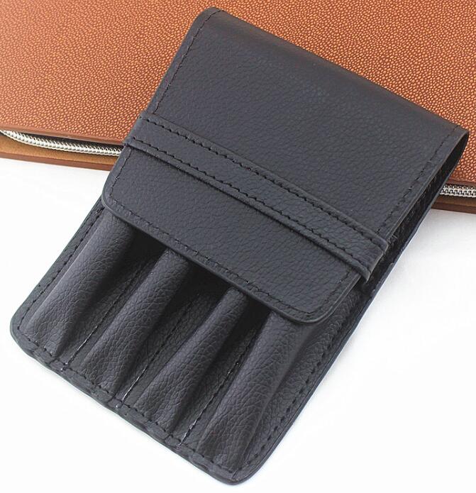 Estojo de couro feito à mão, bolsa para lápis, caneta esferográfica, estojo vintage, bolsa para 4 canetas: E