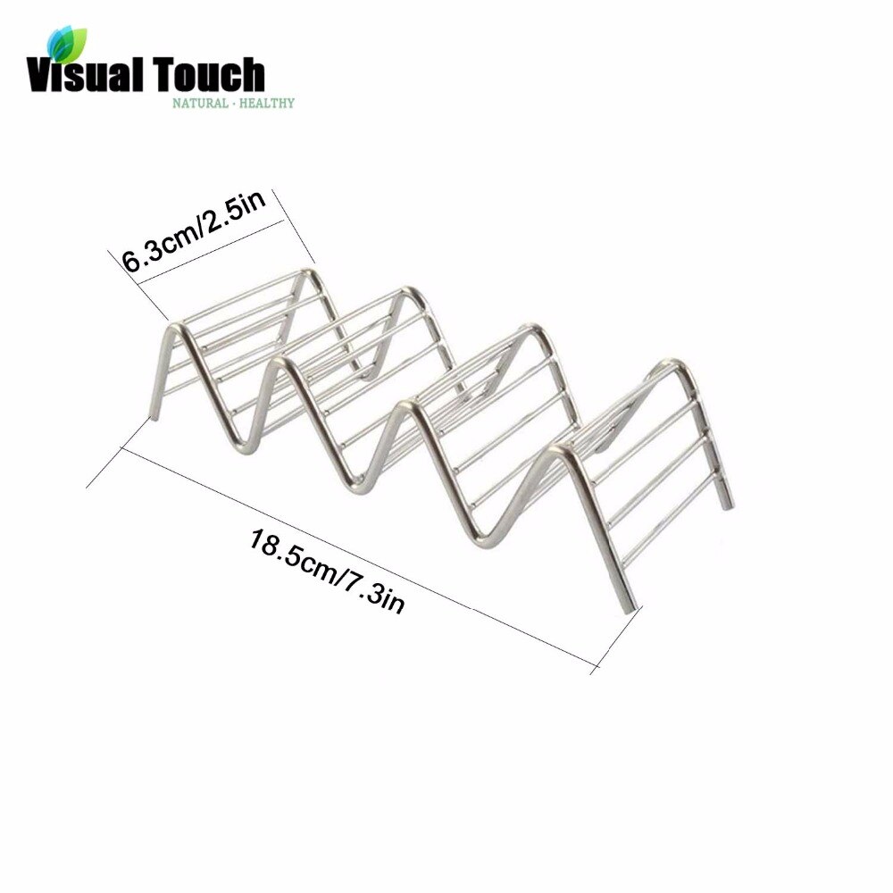 Visual Touch Taco Holder Stainless Steel Taco Server Rack Dish Sandwiches Serving Plate Buffet 3/4 Slots Rustproof Rack Bracket