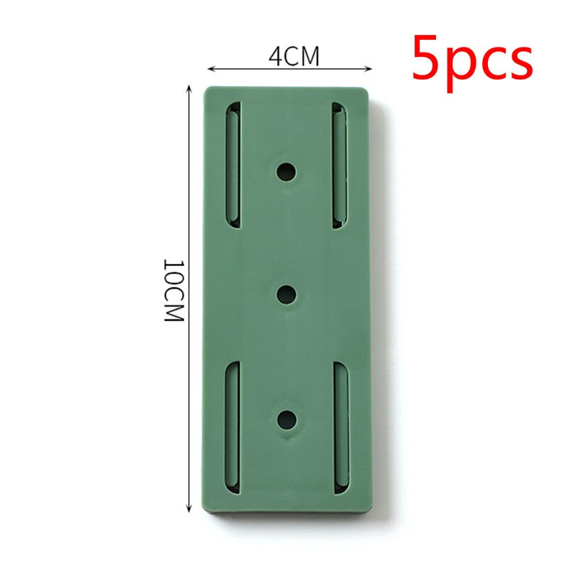 Wall-Mounted Sticker Punch-free Plug Fixer Home SelfAdhesive Socket Desktop Cable Organizer Power Strip Holder Household Product: 5pcs green