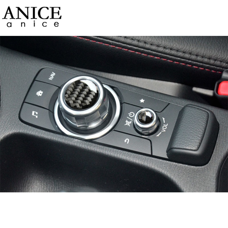 2pc echte koolstofvezel onderdelen volumeknop bekleding voor mazda 3 mazda 2 cx-3 mx-5/cx3/mx5/m3