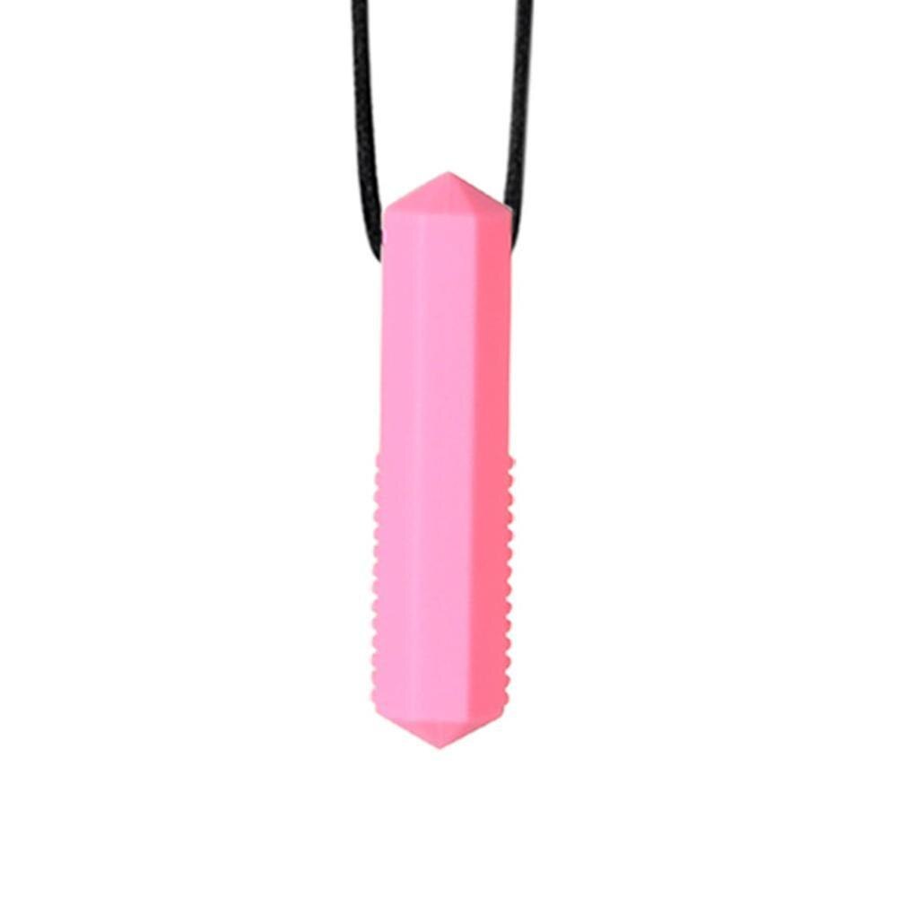 8 colores de silicona de bebé los niños autistas sensorial de dije mordedor collar Molar palo morder Juguetes: A