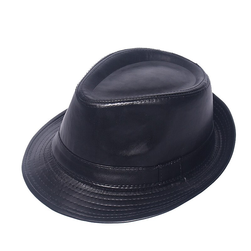 Vogrtcc Chapeau Fedora Cuir Véritable Homme Bord Court - Style Classique Élégant