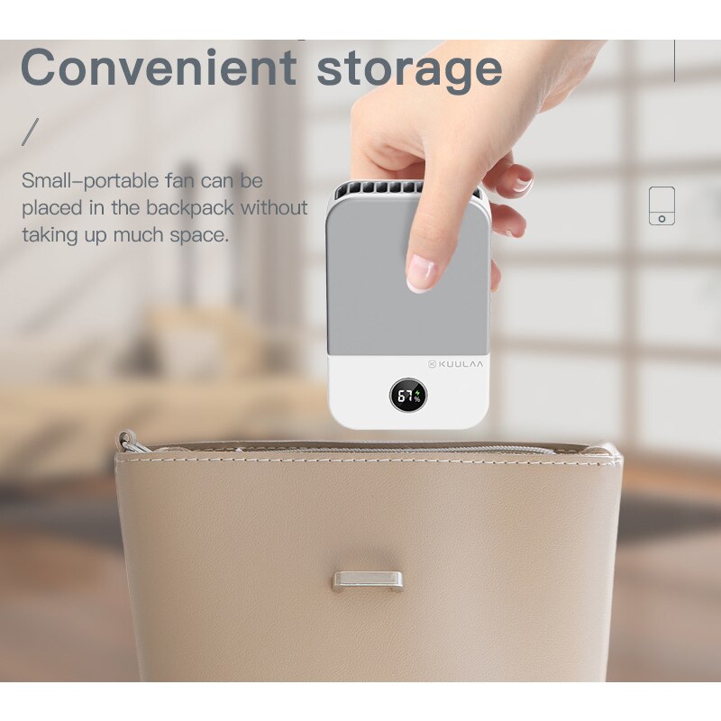 Oplaadbare Wearable Fan Draagbare Neck Ventilator Met Led Display Usb Mini Draadloze Koele Nek Opknoping Fan Ventilator Q205