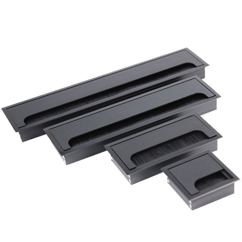 Aluminum alloy rectangular desk cable grommets wire hole cover Cable Outlet Port Surface table cable hole Furniture Hardware