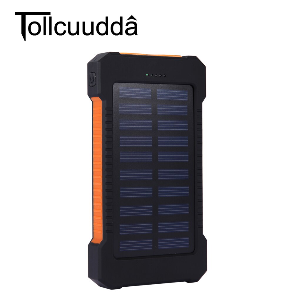 Wasserdicht 10000Mah Solar Power Bank Solar Ladegerät Dual USB Power Bank mit LED-Licht für iPhone 6 Plus Xiaomi handy