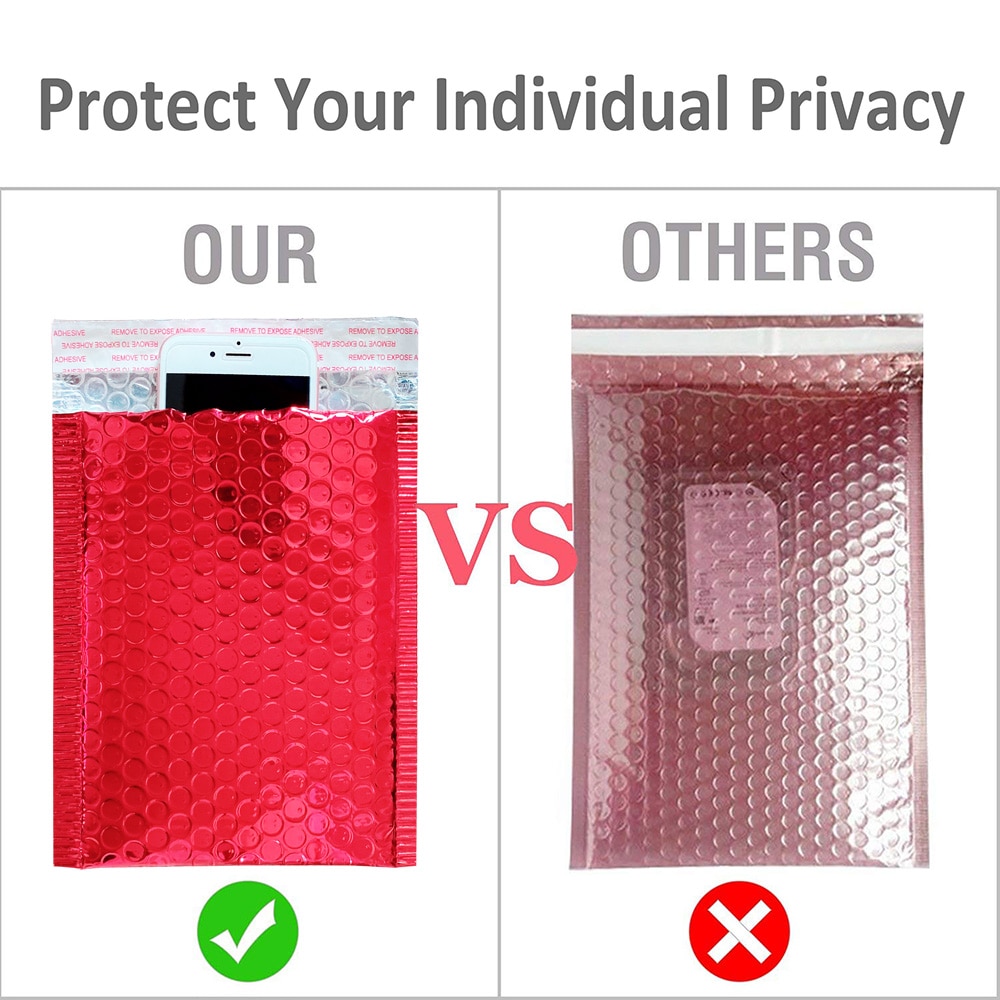10PCS Dark Red Metallic Foil Bubble Mailers Aluminized Postal Bubble Bags Wedding Bags Packaging Padded Envelopes