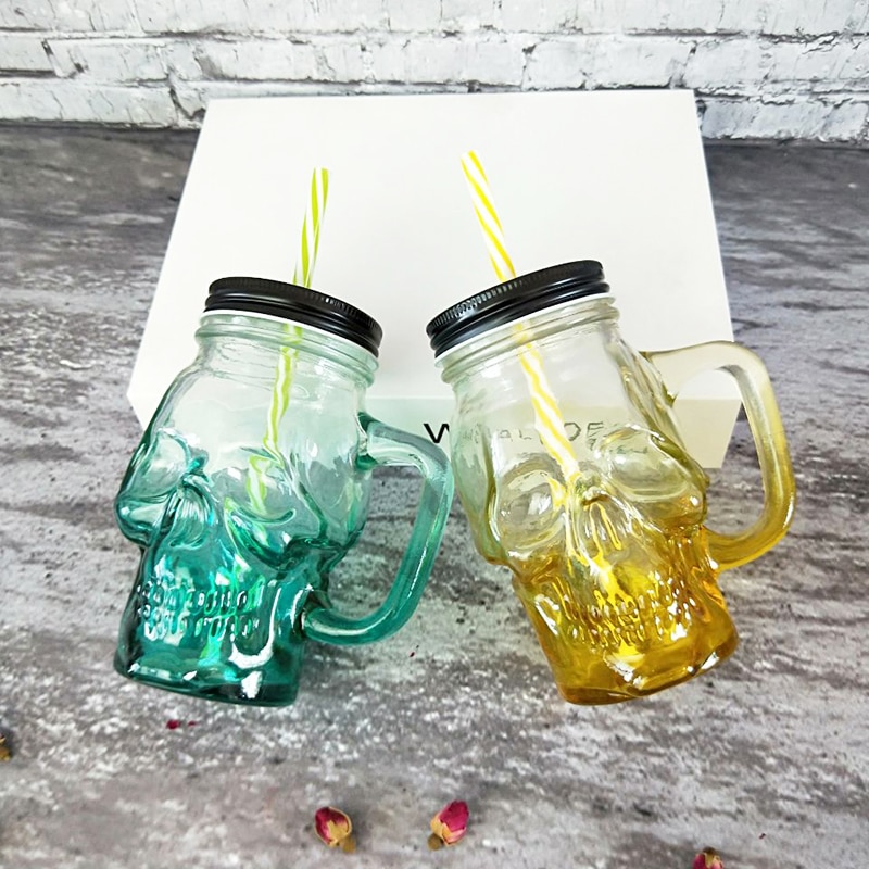 Creatieve Schedel Gradiënt Cup Multicolor Transparante Vodka Wijn Glas Whisky Bedekt Sap Stro Drink Cup Bar Tool Water Cup