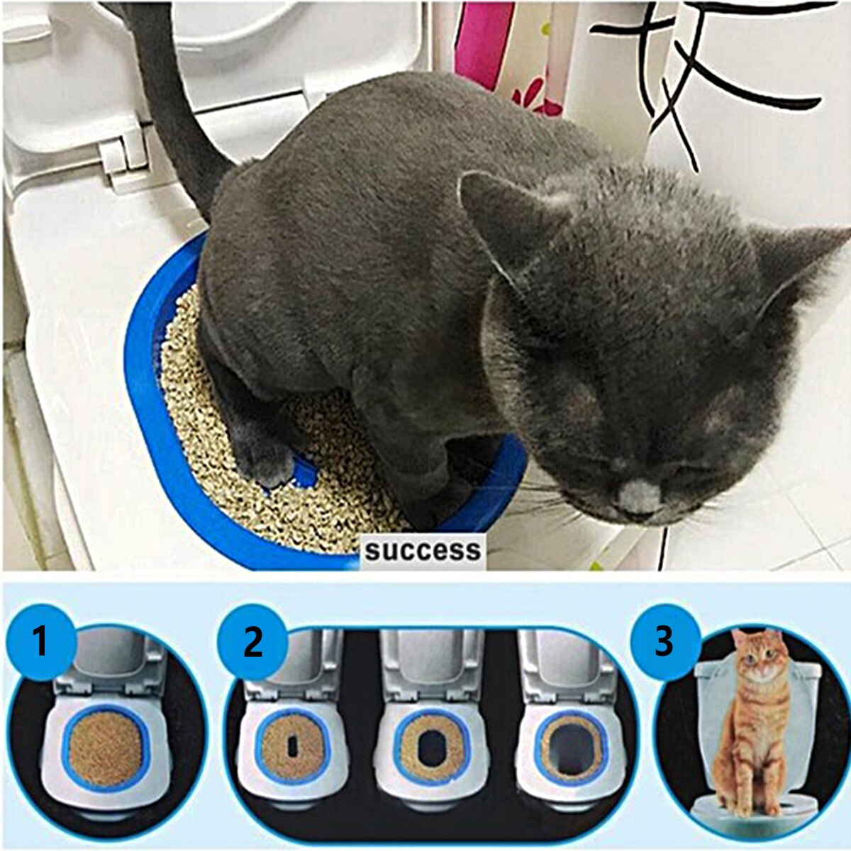 Kit D'apprentissage Pour Toilettes De Chat,Siège D'Éducation Pour Chaton - Kit D'apprentissage Doux Pour Maison Appartement Salle De Bain