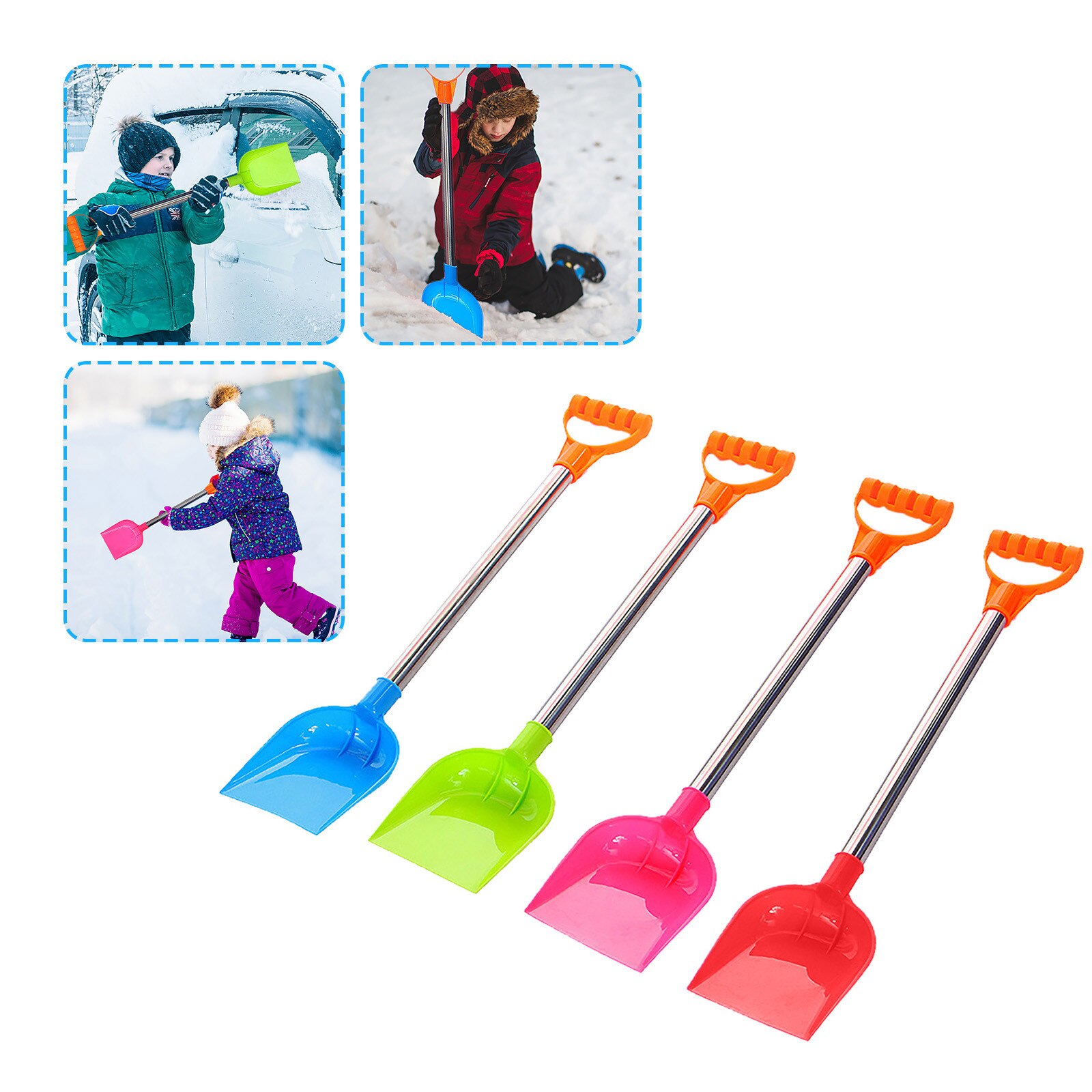 Funny Children's Snow Shovel Children's Beach Shovel With Stainless Steel Handle Retractable Outdoo Snow Shovel Aluminum Tools: 4PCS