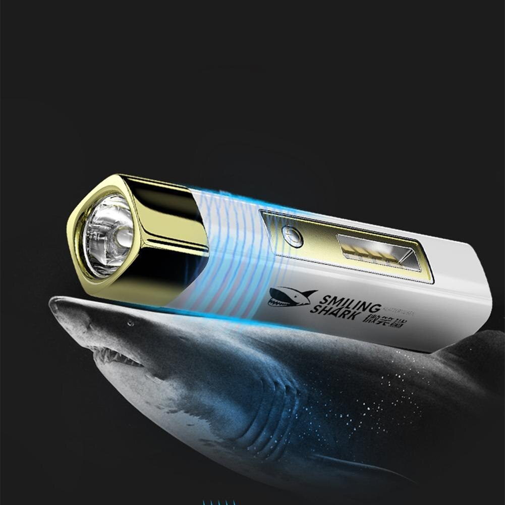 Portable Mini High Light Flashlight Smiling Shark Power Bank Waterproof Ultra Bright Torch USB Rechargeable Powerful CampLight