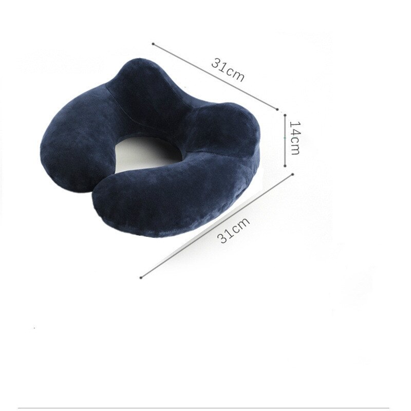 U-vorm Reizen Kussen Voor Vliegtuig Opblaasbaar Nekkussen Reizen Accessoires 4 Kleuren Comfortabele Kussens Voor Sleep Thuis Textiel: DeepBlue