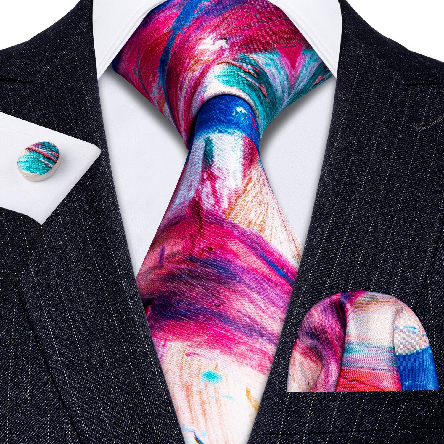 Men Necktie 100% Silk Mens Tie 7 Colors Print Ties For Men Wedding Barry.Wang Business Style Tie LS-07: LS-5282