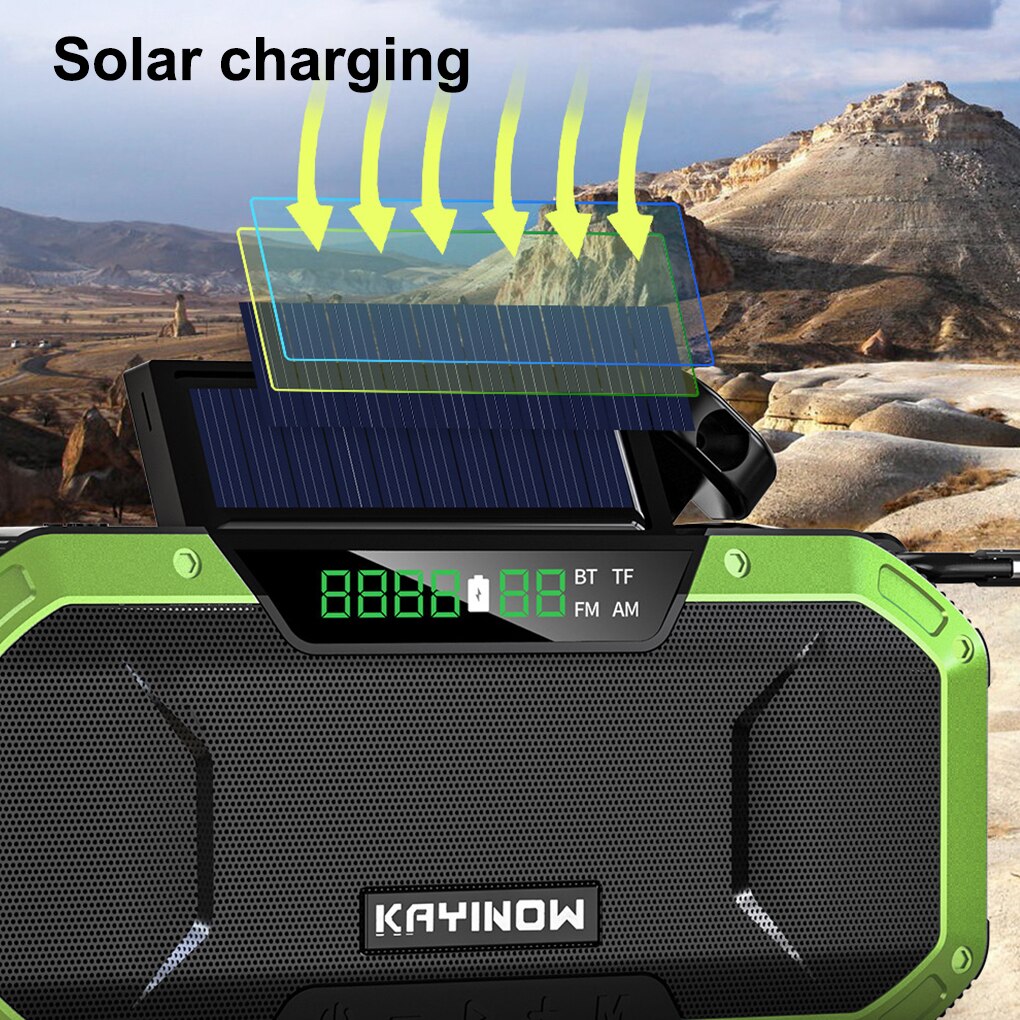 Multifunction Hand Crank Radio Solar Powered AM/FM Weather Radio Use Emergency LED Flashlight 4000mAh Power Bank Phone Charger