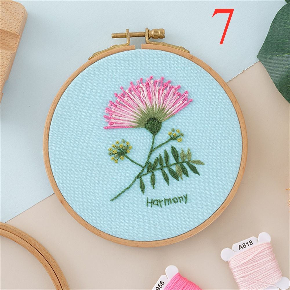 DIY Embroidery Kits Flower Painting Cross Stitch Material Kits Beginner Embroidery Set DIY Needlework Tools NO HOOP: 7