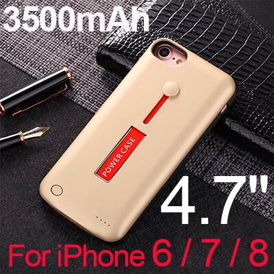 3500 mah/5000 mah magro ultra fino caso da bateria para o iphone 8 7 6s power bank carregador de backup caso para iphone 6s 7 8 plus + suporte: Gold i6 i6s i7 i8