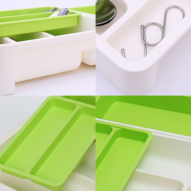 Adjustable Small Utensil Silverware Organizer Plastic Cutlery Dividers Organizer Tray Holder Expandable Kitchen Drawer Organizer