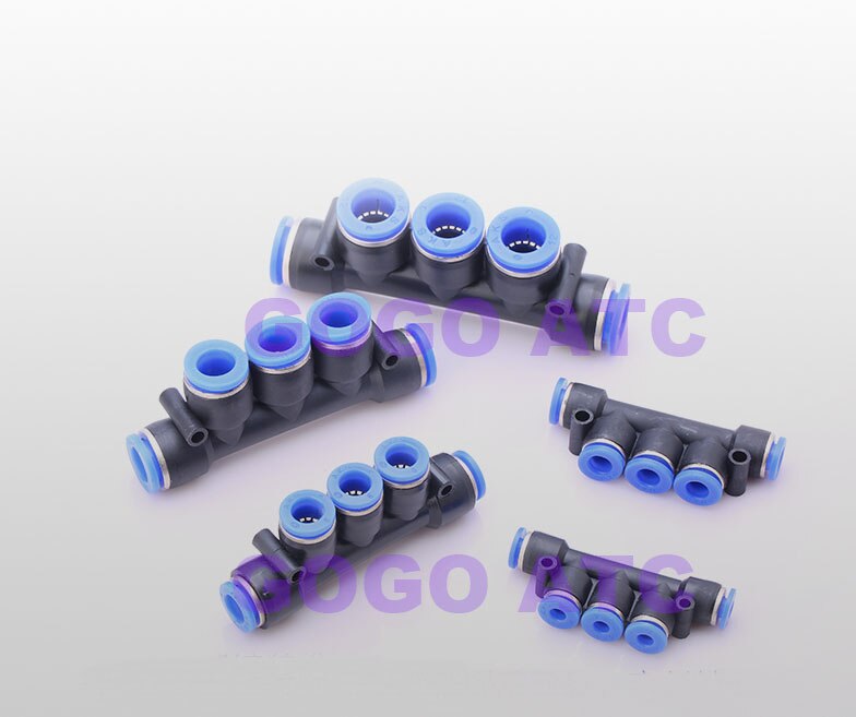 10 stk en masse one touch plastrør 5 vejs pneumatisk luft hurtig fitting 4mm 6mm 8mm x type slangeforbindelse pw pk pkg femrørs samling