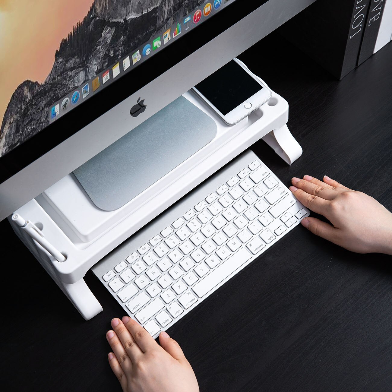 1PC Computer Monitor Increased Shelf Desktop Keyboard Sundries Storage Rack Screen Holder Storage Shelf